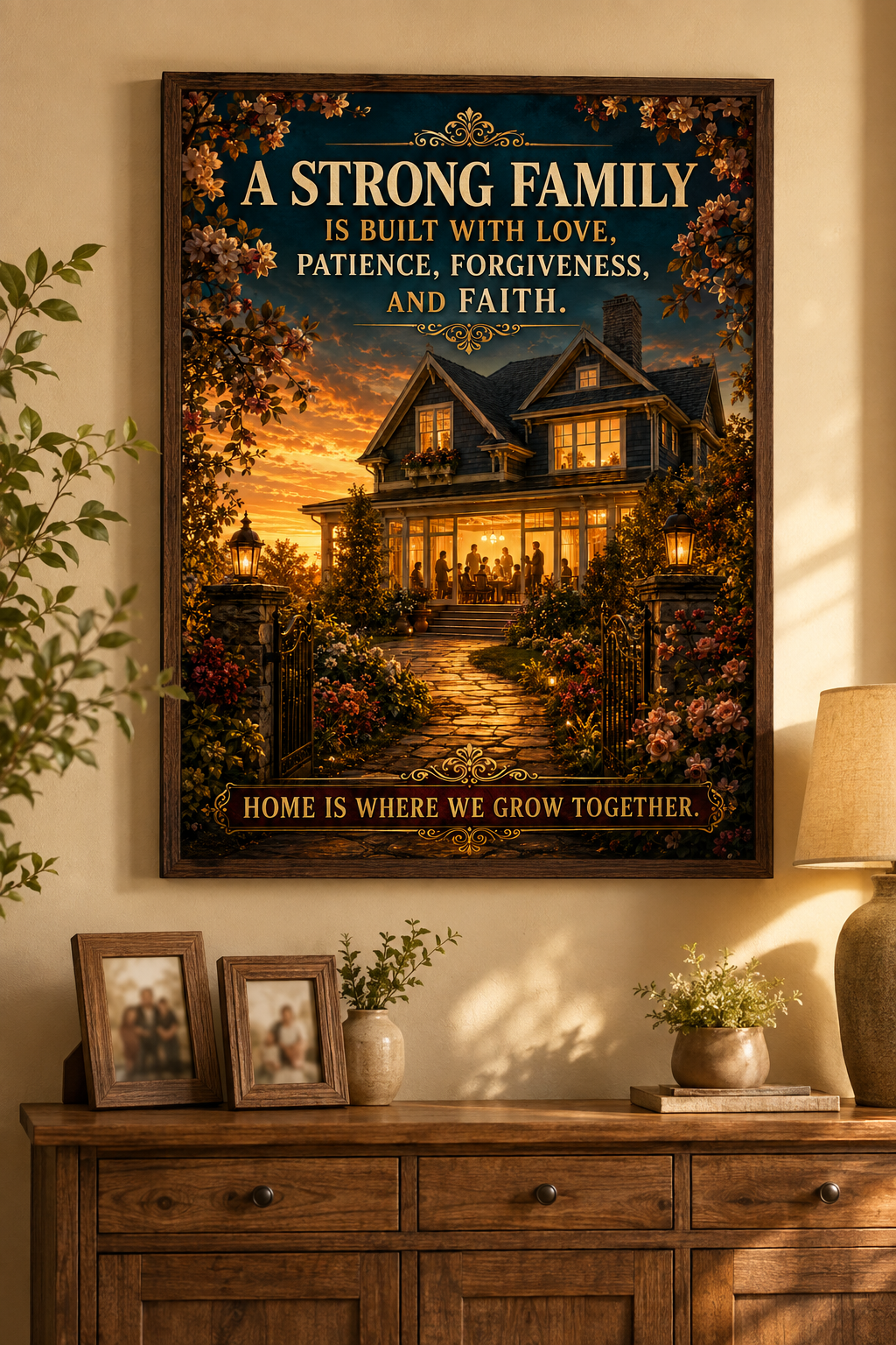 Strong Family Motivational Poster, Inspirational Family Wall Art, 12x16