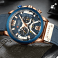 Men's Sports Waterproof Watch With Leather Belts, Chronometers And Large Numbers Details Luxury Watches Unique Design Excellent Gift