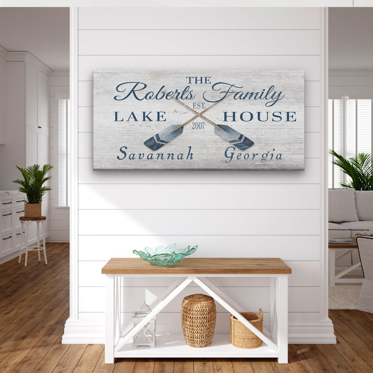 Longitude Latitude Personalized Coordinates Sign, With, Rustic Oars Paddles