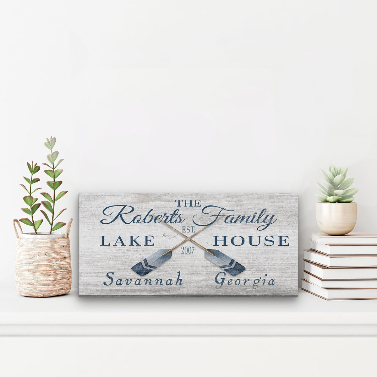 Longitude Latitude Personalized Coordinates Sign, With, Rustic Oars Paddles