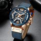 Men's Sports Waterproof Watch With Leather Belts, Chronometers And Large Numbers Details Luxury Watches Unique Design Excellent Gift