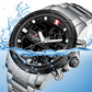 Mens Wrist Watch, Waterproof Analog Digital Watches Multifunction Stainless Steel Business Watches For Man Perfect Gift
