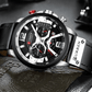 Men's Sports Waterproof Watch With Leather Belts, Chronometers And Large Numbers Details Luxury Watches Unique Design Excellent Gift