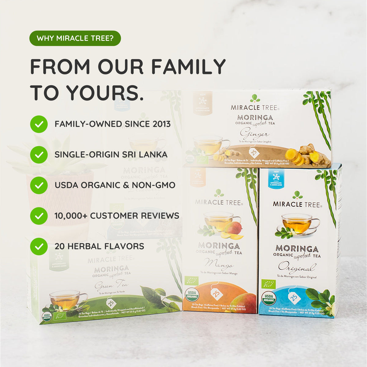 Organic Moringa Tea - Lemon & Chamomile - Caffeine-Free Herbal Tea