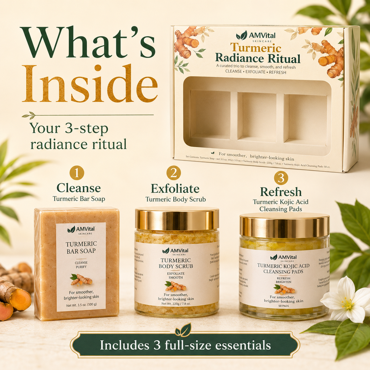 AMVital Turmeric Radiance Ritual 3-Piece Skincare Gift Set