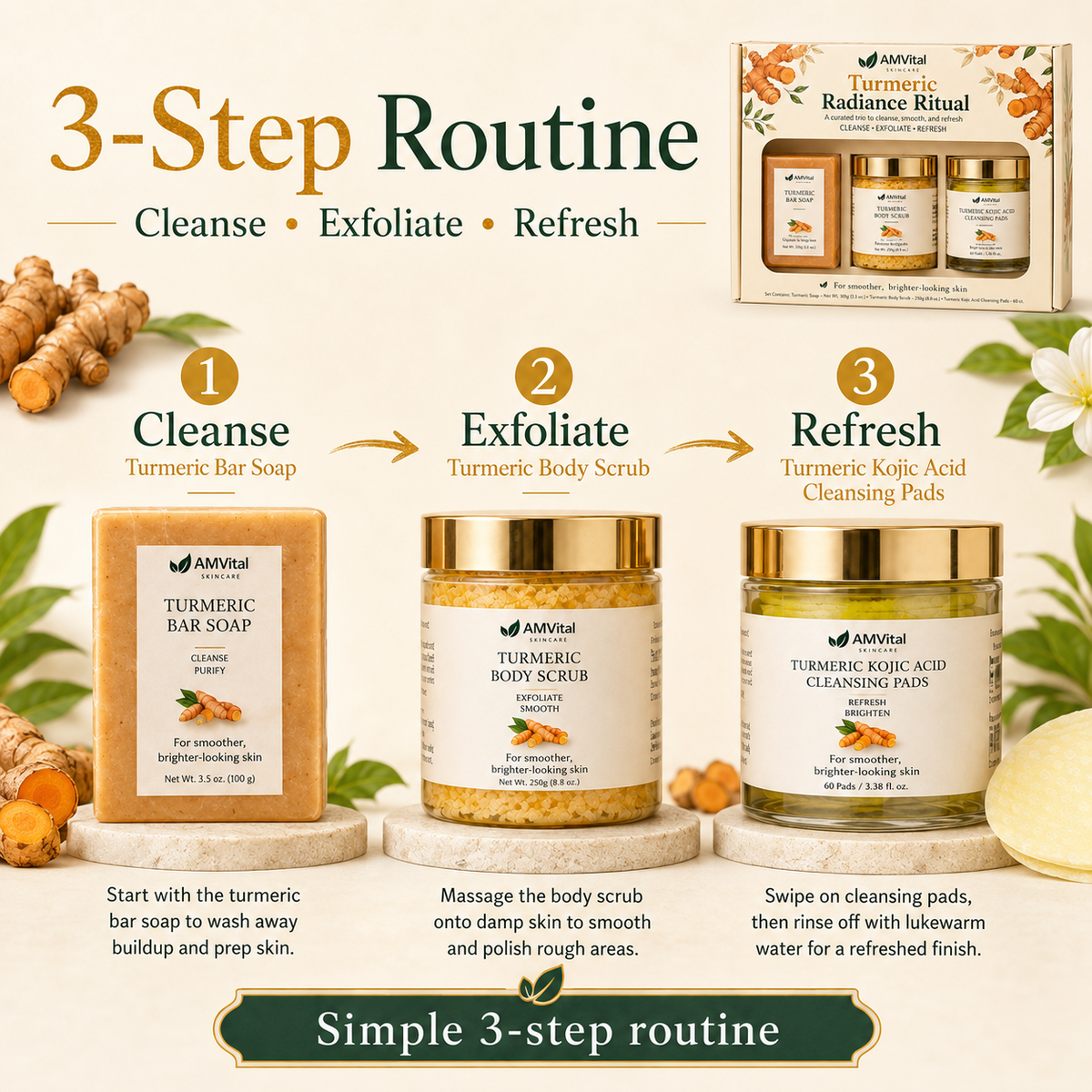 AMVital Turmeric Radiance Ritual 3-Piece Skincare Gift Set