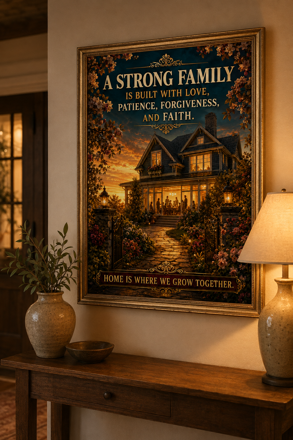 Strong Family Motivational Poster, Inspirational Family Wall Art, 12x16
