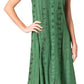Sakkas Maya Midi Floral Embroidered Sleeveless Button Up Rayon Dress