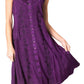 Sakkas Maya Midi Floral Embroidered Sleeveless Button Up Rayon Dress