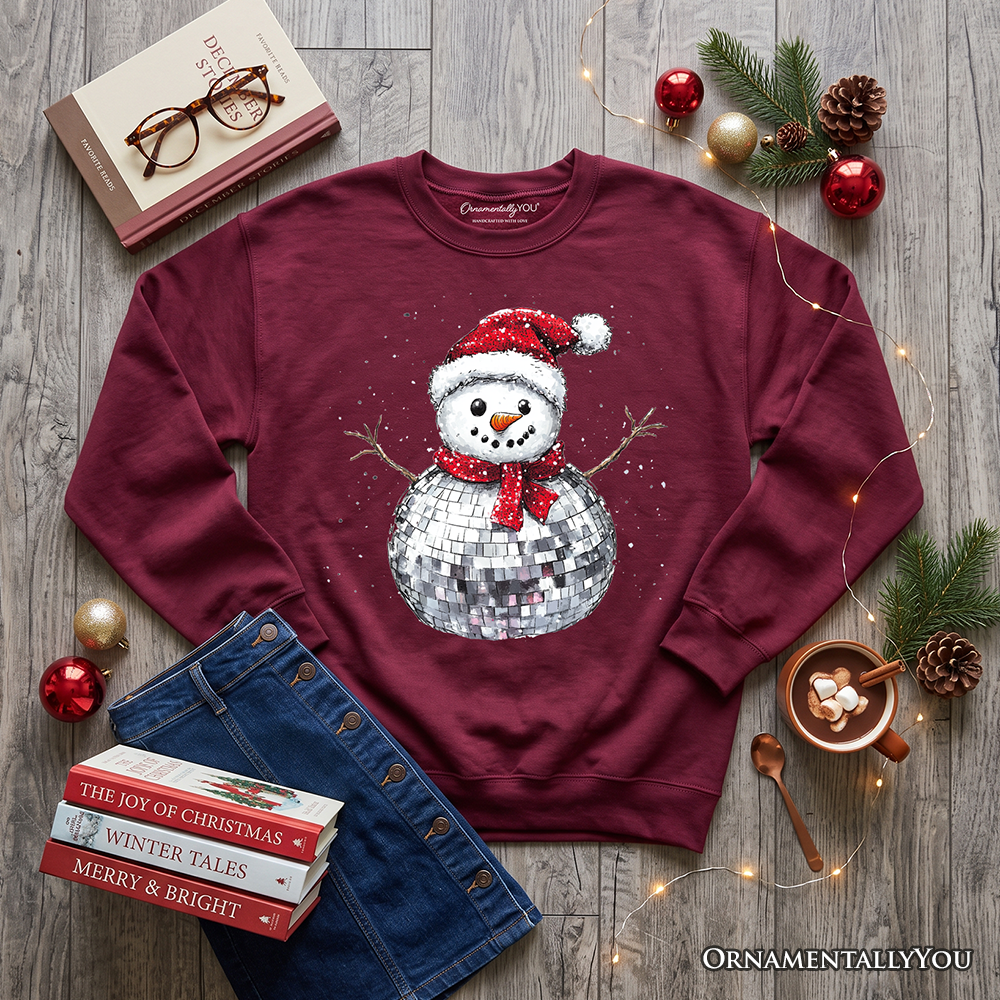 Disco Snowman Christmas Sweatshirt, Retro Holiday Sweater for Dancers