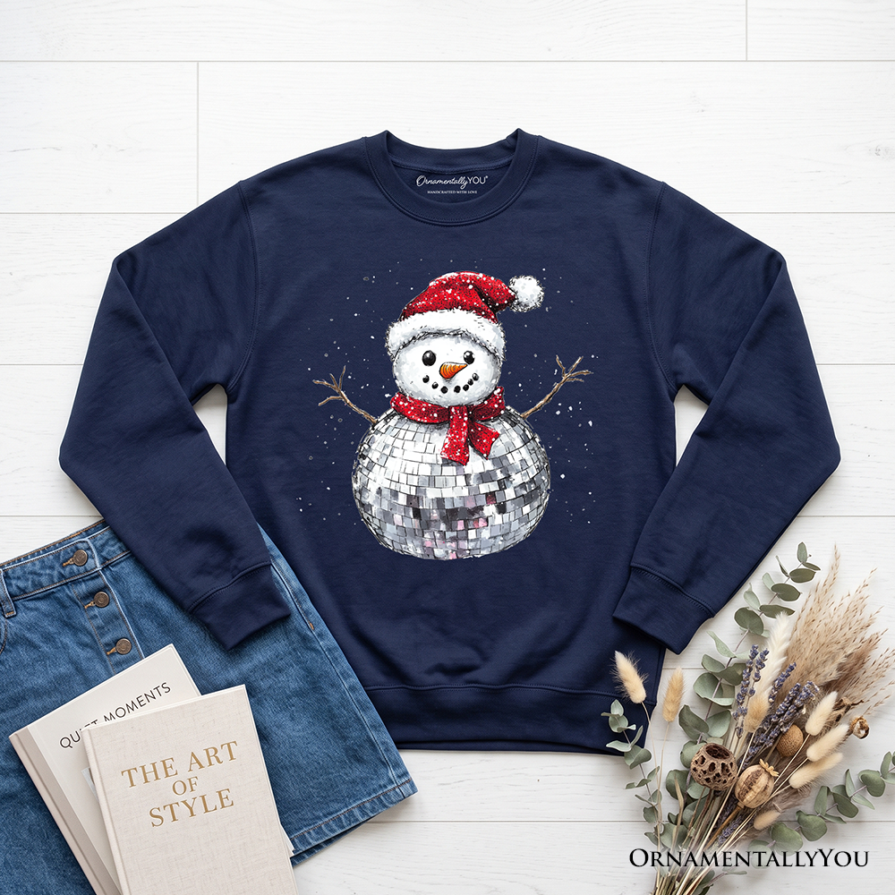 Disco Snowman Christmas Sweatshirt, Retro Holiday Sweater for Dancers