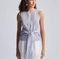 Front-tie Top in Linen Stripes