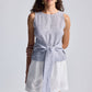 Front-tie Top in Linen Stripes