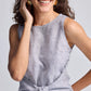 Front-tie Top in Linen Stripes