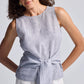Front-tie Top in Linen Stripes