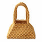 Pyramid Beaded Tote Bag in Toasted Beige
