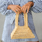 Pyramid Beaded Tote Bag in Toasted Beige