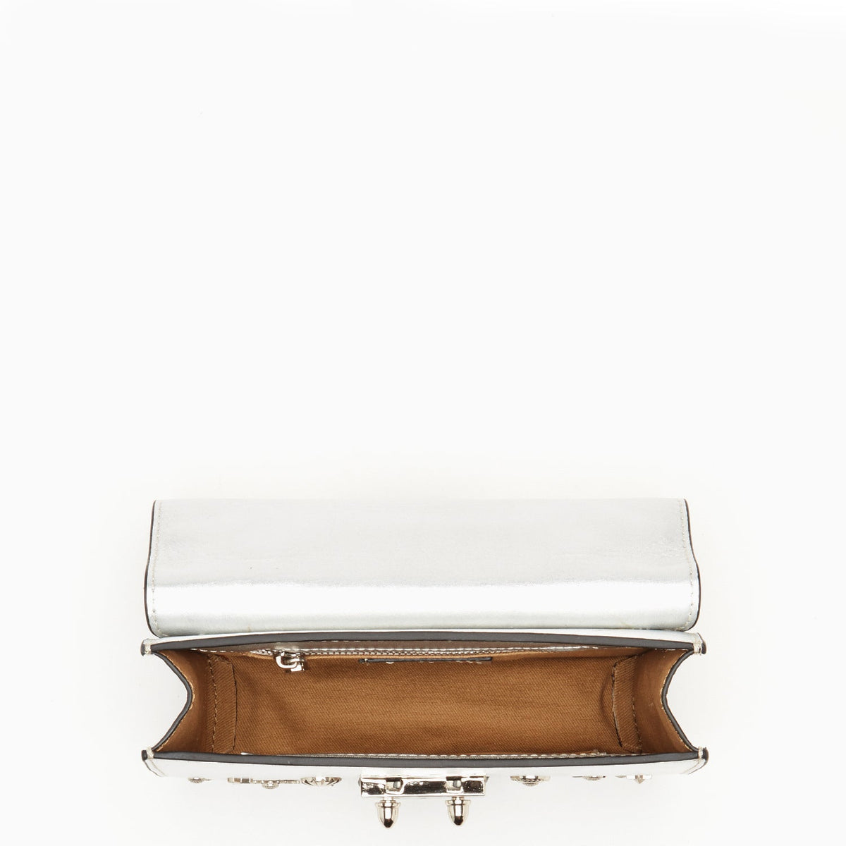 Small Leather Crossbody Bag Studded Silver Purse