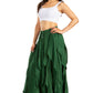 Sakkas Nova Womens Bohemian Stonewashed Rayon Asymmetrical Hem Maxi Swing Skirt