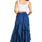 Sakkas Nova Womens Bohemian Stonewashed Rayon Asymmetrical Hem Maxi Swing Skirt