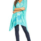 Sakkas Adalwin Third Tie Dye Desert Sun Circle Ponch Tunic Top Blouse W/Embroidery