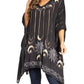 Sakkas Adalwin Third Tie Dye Desert Sun Circle Ponch Tunic Top Blouse W/Embroidery