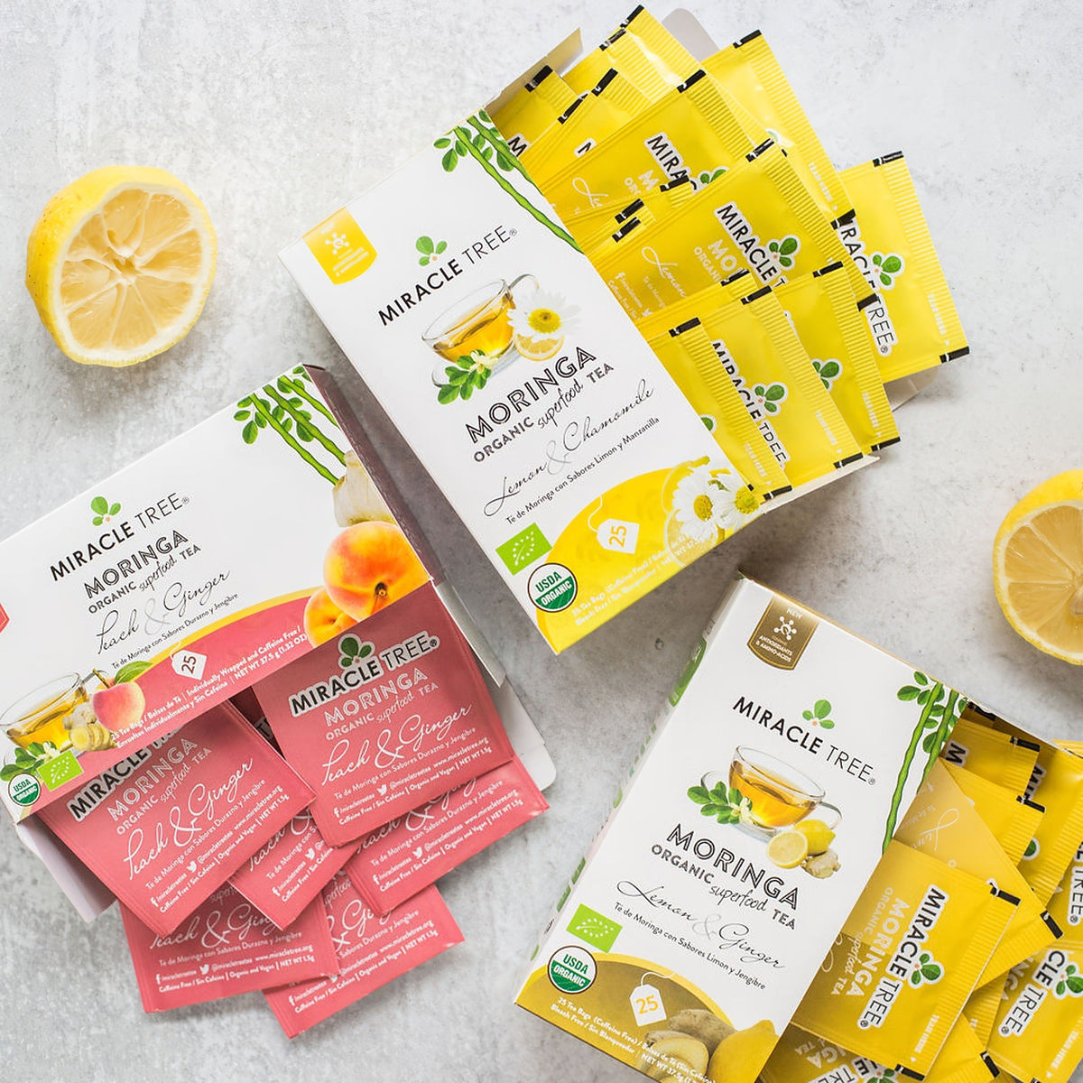 Organic Moringa Tea - Lemon & Chamomile - Caffeine-Free Herbal Tea