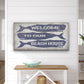 Welcome Sign with Whale - Beach House Name Sign - Coastal Wall Art