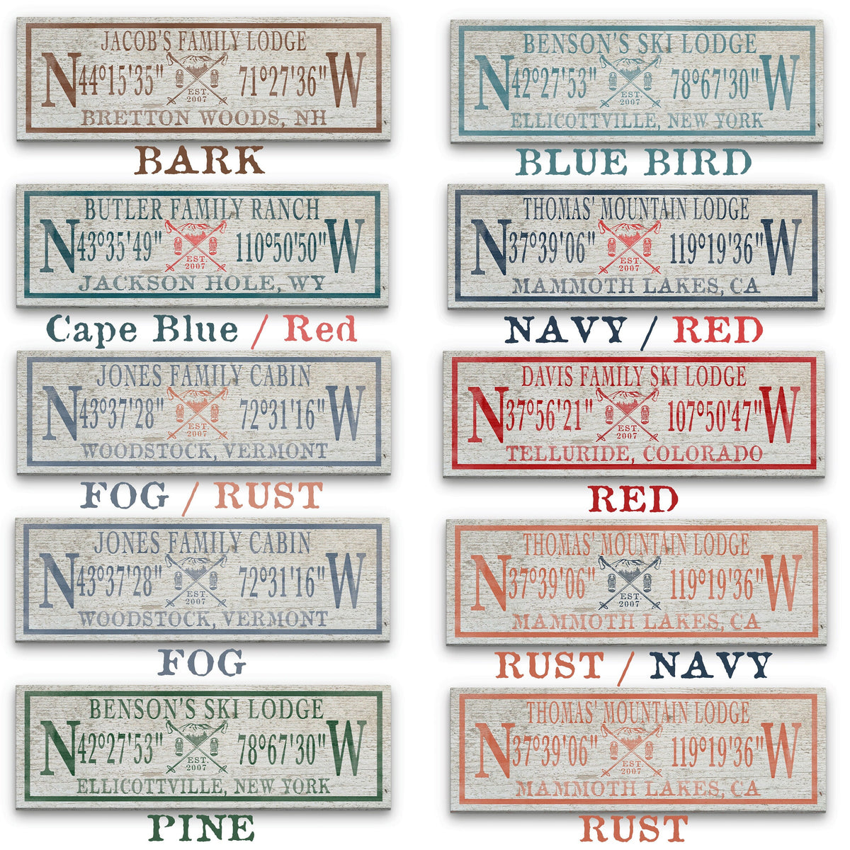Personalized Coordinates Canvas Ski Lodge Sign - Family Name Cabin Decor