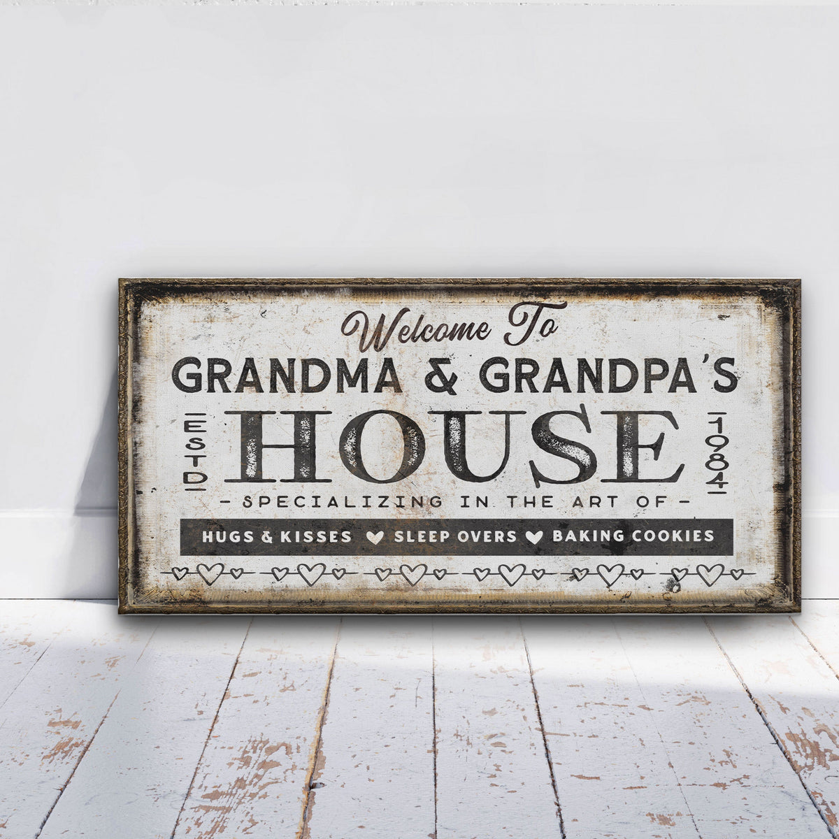 Grandma & Grandpas House Canvas Sign | Personalizable Grandparent Gift