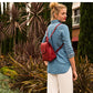 Nicole Brick Red Leather Backpack