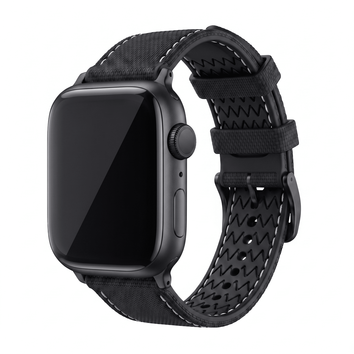 Sailcloth Rubber Buckle - For Apple Watch - Black/White