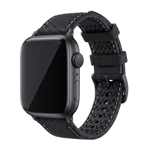 Sailcloth Rubber Buckle - For Apple Watch - Black/White