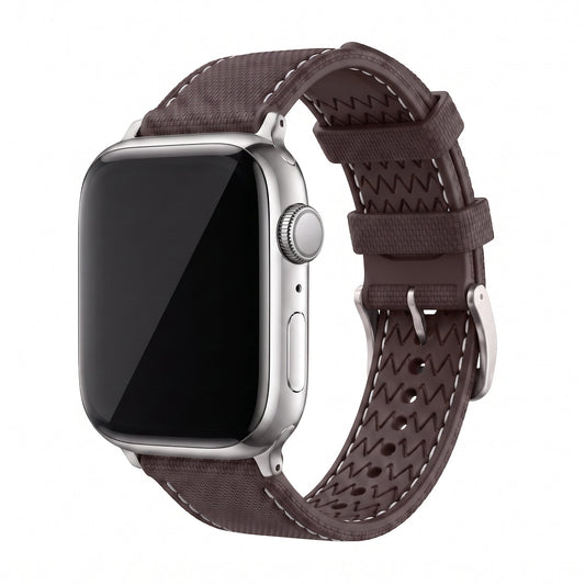 Sailcloth Rubber Buckle - For Apple Watch - Brown/White