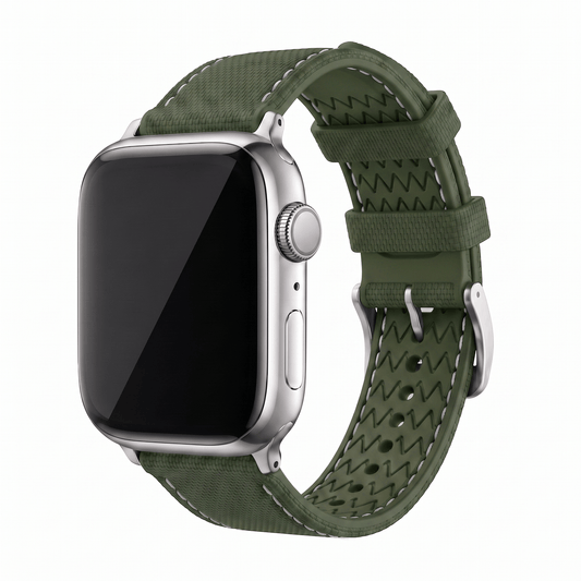Sailcloth Rubber Buckle - For Apple Watch - Green/White