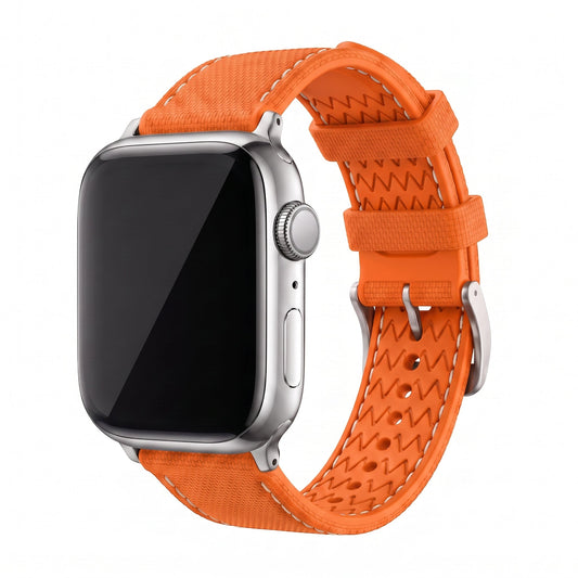 Sailcloth Rubber Buckle - For Apple Watch - Orange/White