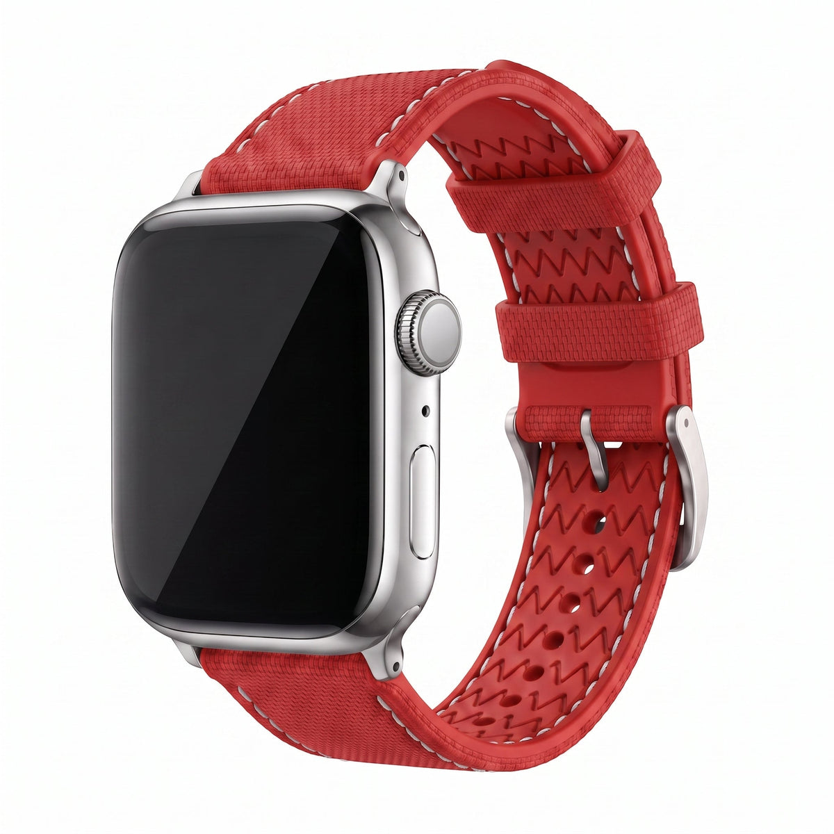 Sailcloth Rubber Buckle - For Apple Watch - Red/White