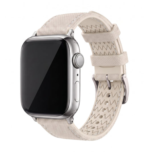 Sailcloth Rubber Buckle - For Apple Watch - Tan/White