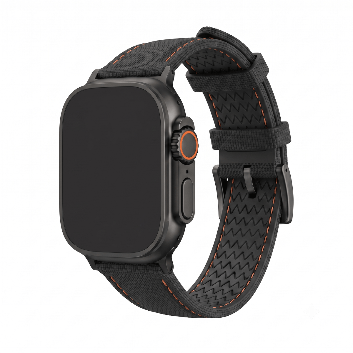 Sailcloth Rubber Buckle - For Apple Watch ULTRA - Black/Orange