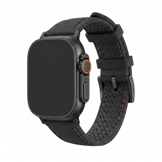 Sailcloth Rubber Buckle - For Apple Watch ULTRA - Black/Orange