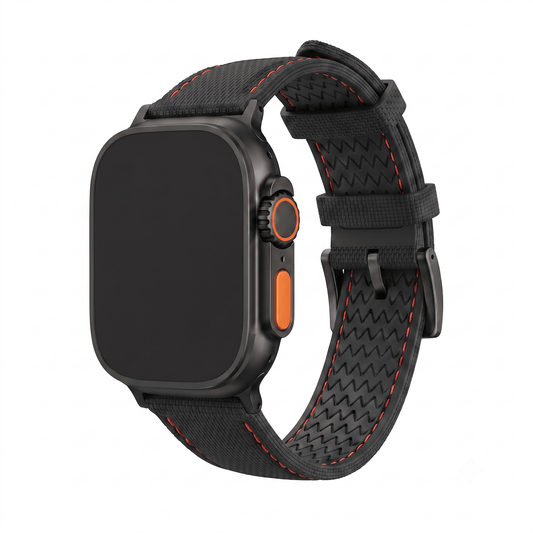 Sailcloth Rubber Buckle - For Apple Watch ULTRA - Black/Red