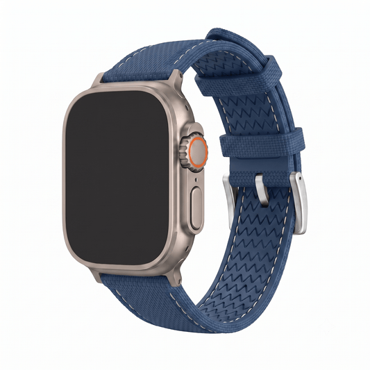 Sailcloth Rubber Buckle - For Apple Watch ULTRA - Blue/White