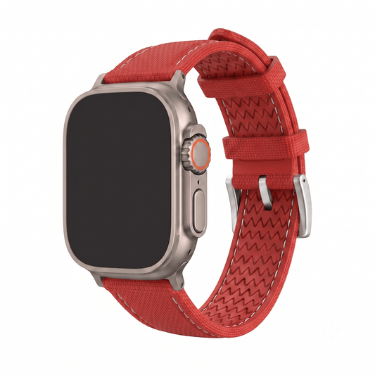Sailcloth Rubber Buckle - For Apple Watch ULTRA - Red/White