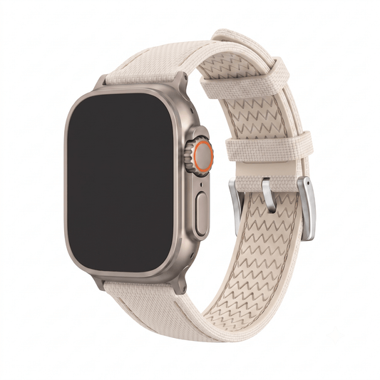 Sailcloth Rubber Buckle - For Apple Watch ULTRA - Tan/White