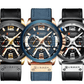 Men's Sports Waterproof Watch With Leather Belts, Chronometers And Large Numbers Details Luxury Watches Unique Design Excellent Gift