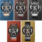 Men's Sports Waterproof Watch With Leather Belts, Chronometers And Large Numbers Details Luxury Watches Unique Design Excellent Gift
